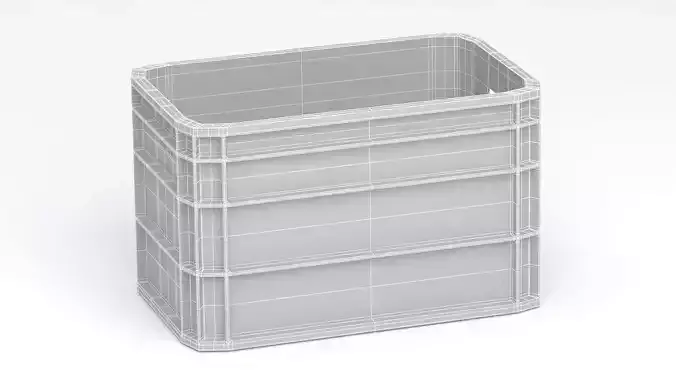 Portable Plastic Crate Black 3D model 7