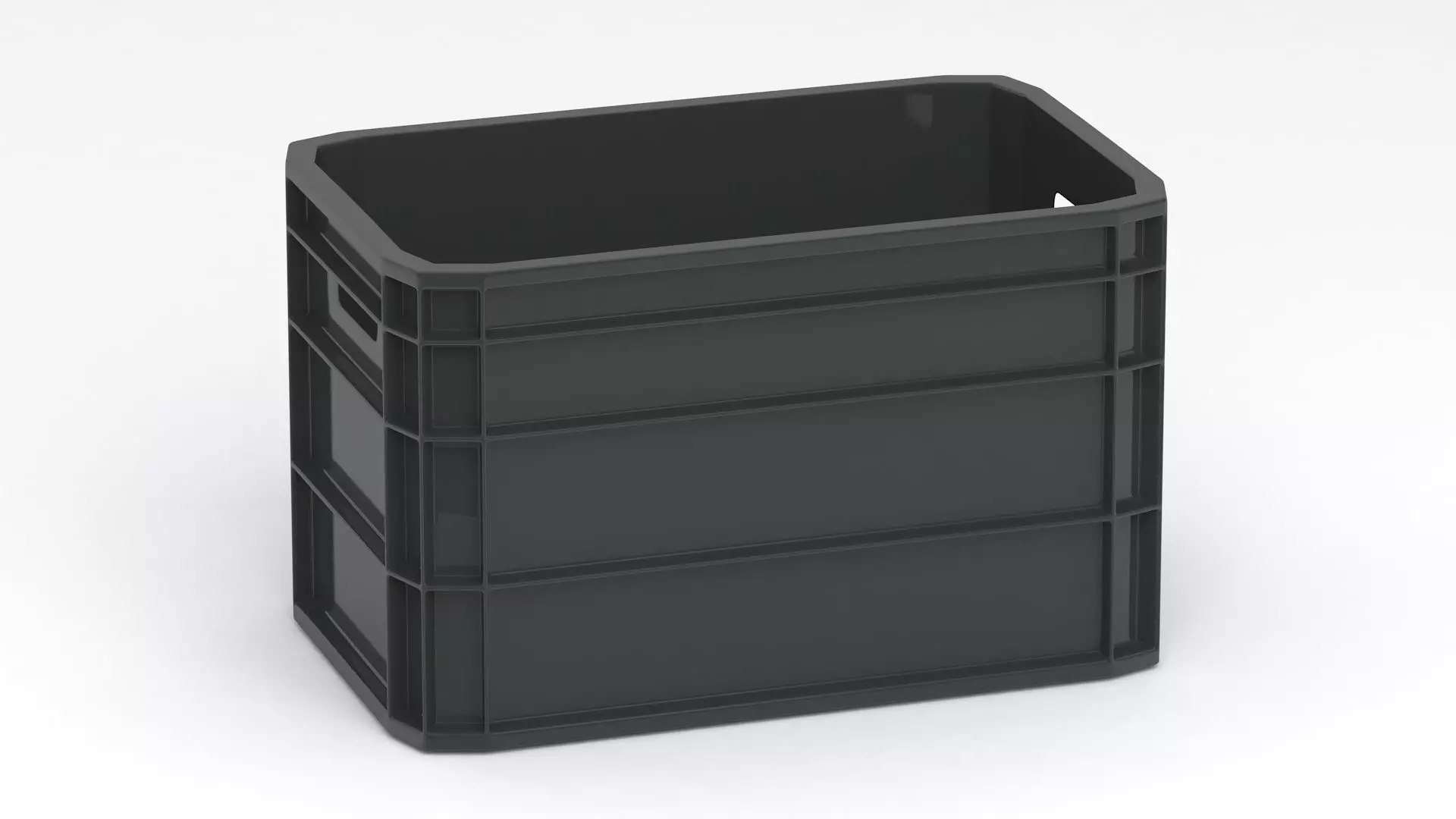 Portable Plastic Crate Black 3D model_1