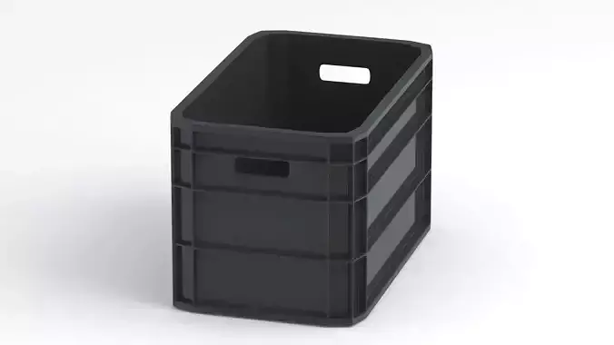 Portable Plastic Crate Black 3D model 6