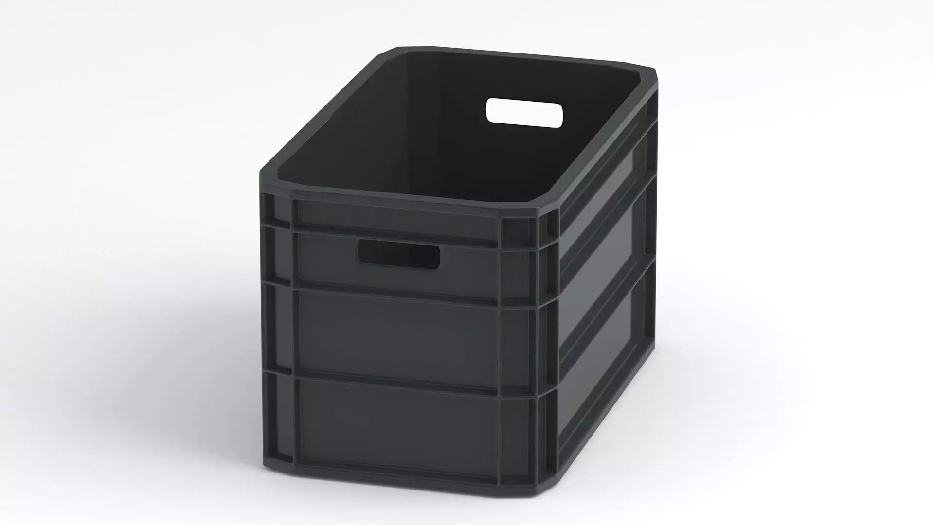 Portable Plastic Crate Black 3D model_5