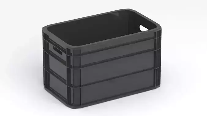 Portable Plastic Crate Black 3D model 5