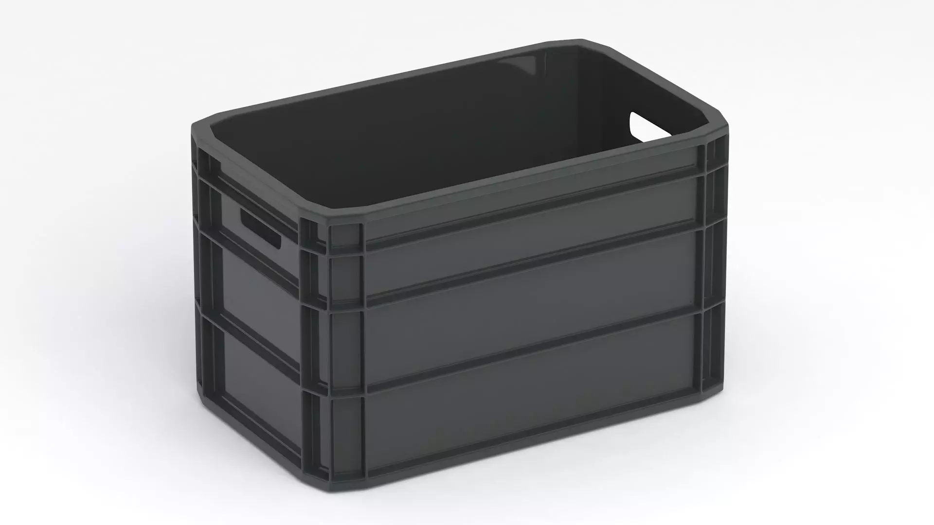 Portable Plastic Crate Black 3D model_4
