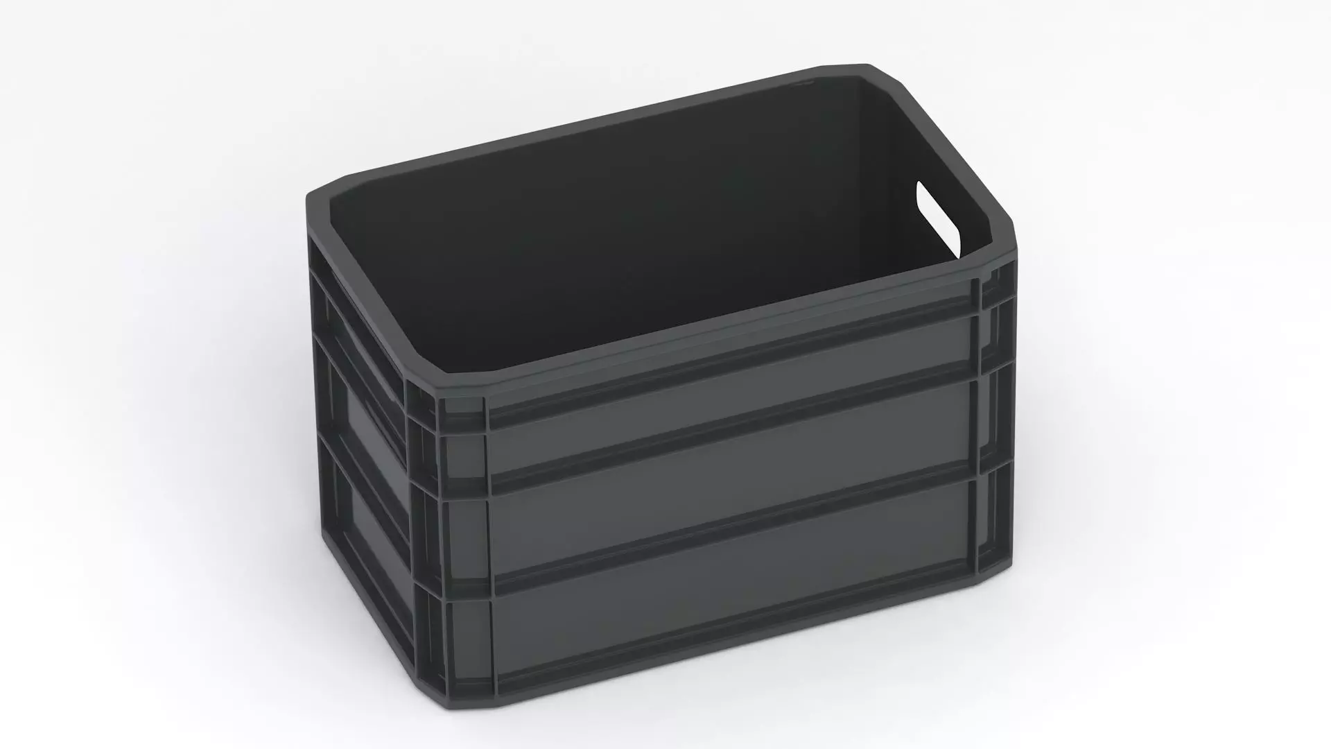 Portable Plastic Crate Black 3D model_3