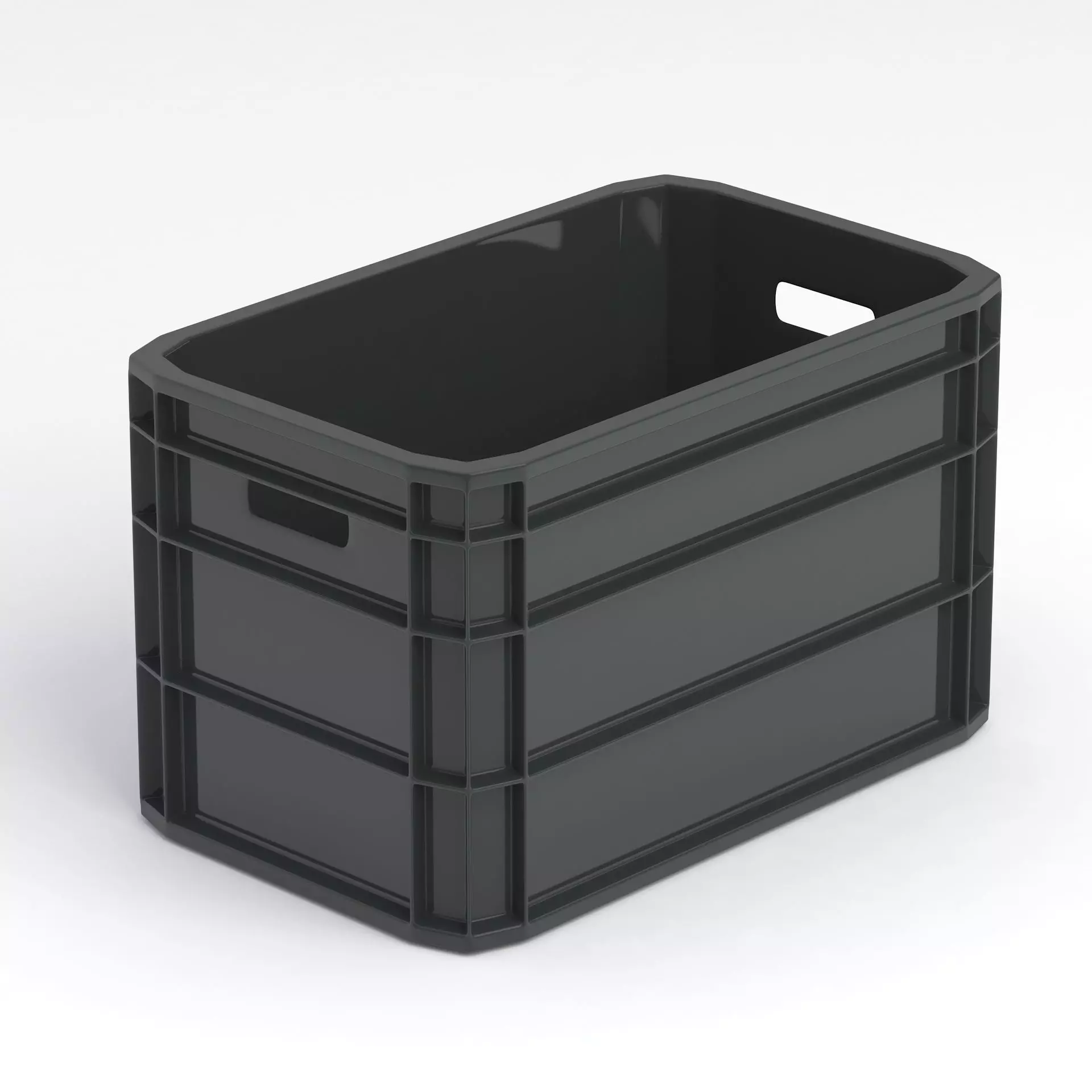 Portable Plastic Crate Black 3D model_0