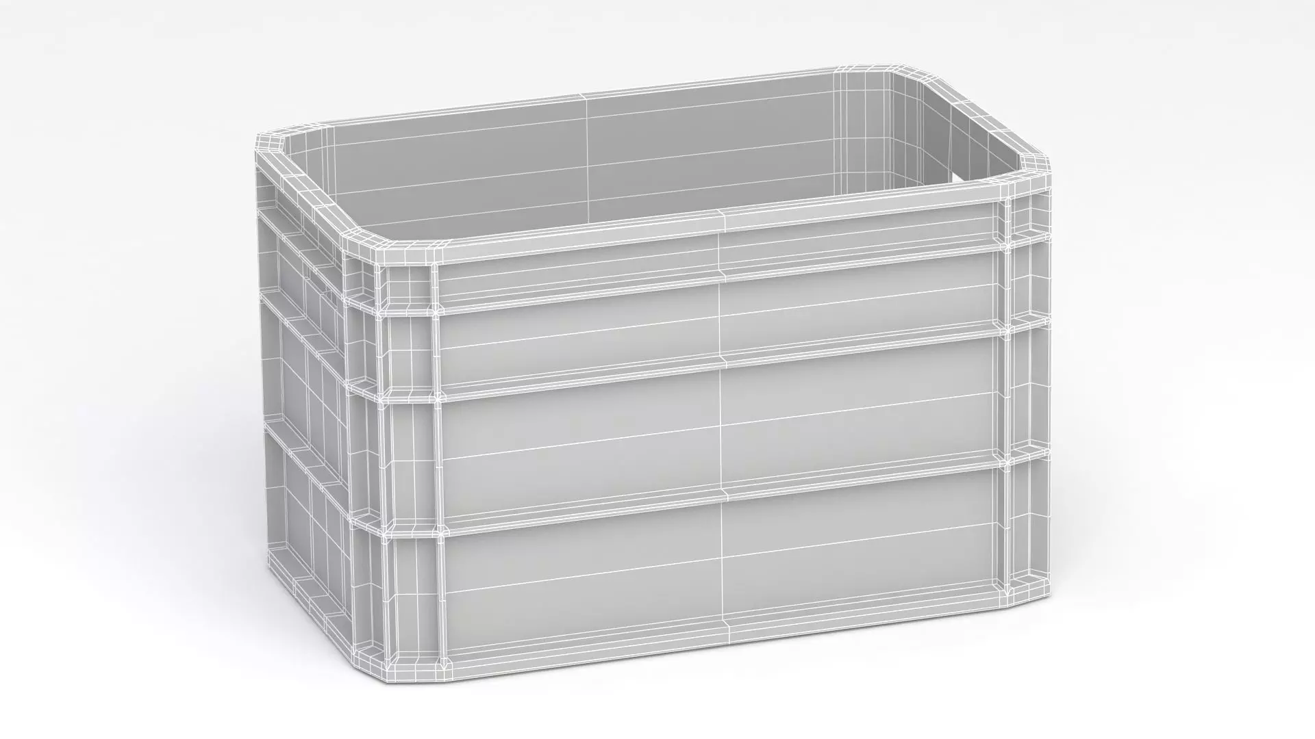 Portable Plastic Crate white 3D model_6