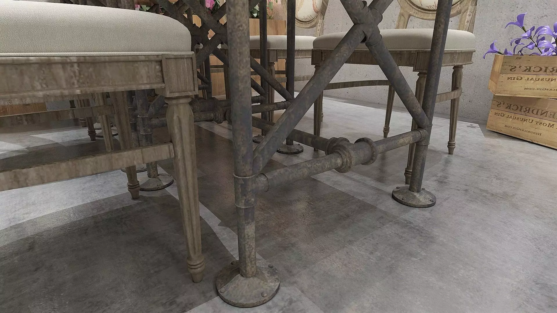 Vintage Restaurant Hall 3D model_9