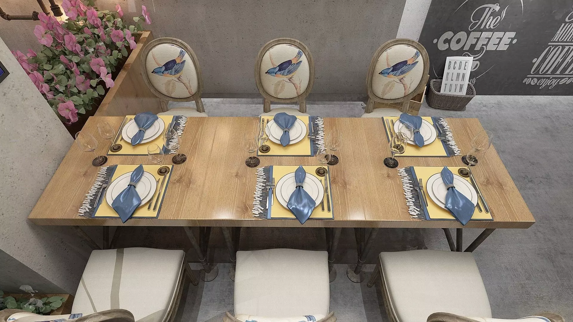 Vintage Restaurant Hall 3D model_5