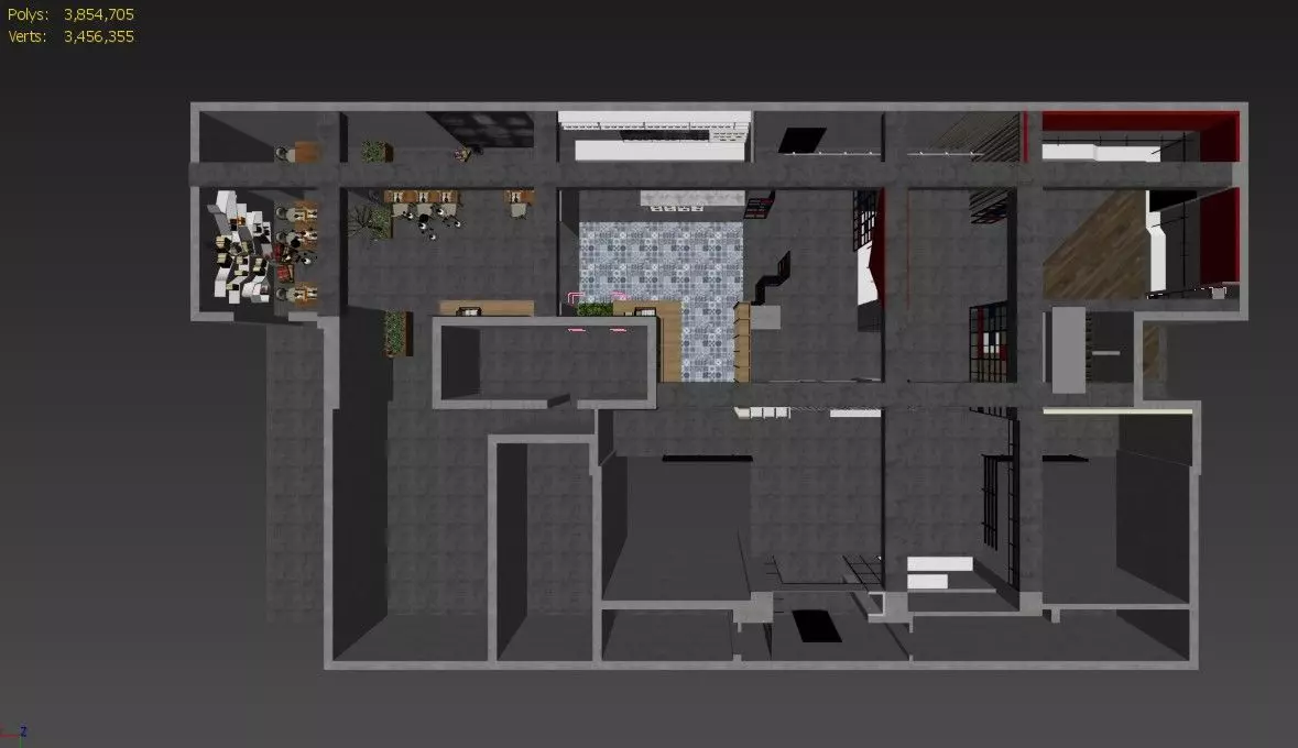 Vintage Restaurant Hall 3D model_15