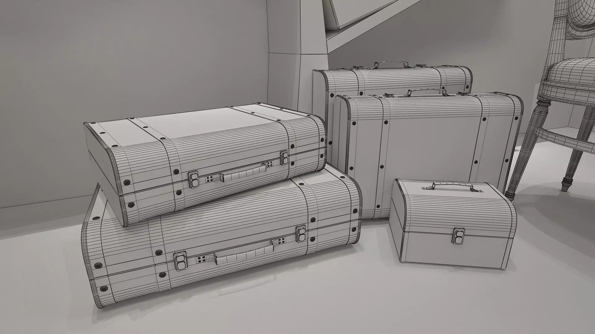 Vintage Restaurant Hall 3D model_12