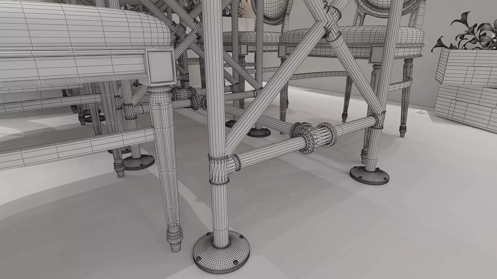 Vintage Restaurant Hall 3D model_10