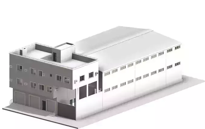 Steel Structure Warehouse 2 Story I Revit - FBX - DWG