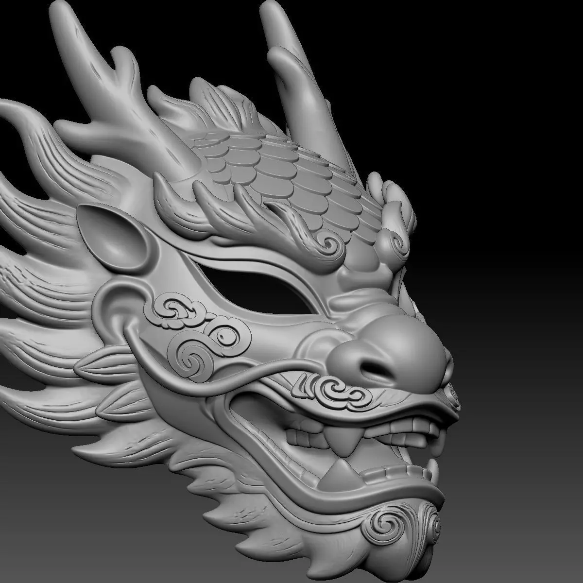Chinese-style Masks 3D print model_3