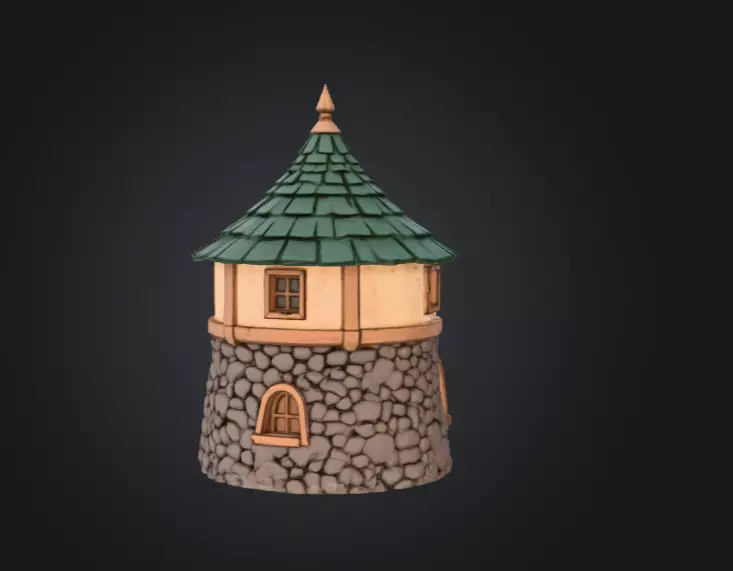 Medieval Round House Low-poly 3D model_4