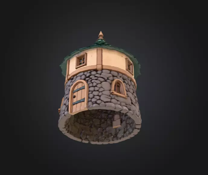 Medieval Round House Low-poly 3D model_13
