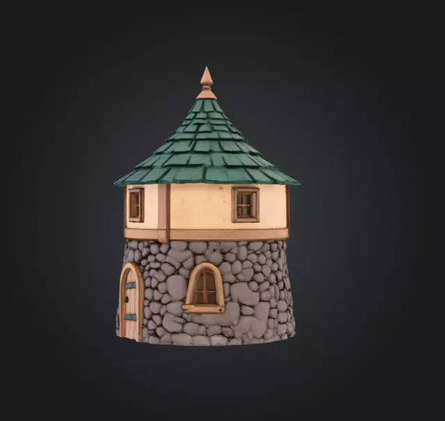 Medieval Round House Low-poly 3D model_6
