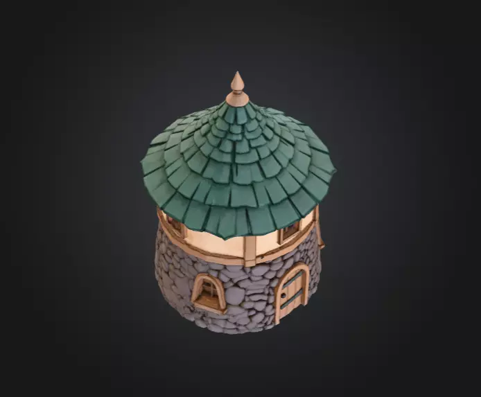 Medieval Round House Low-poly 3D model_9
