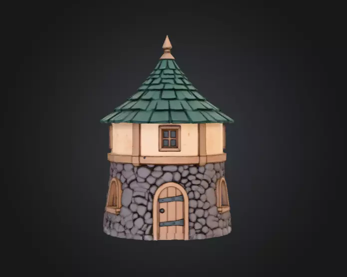Medieval Round House Low-poly 3D model_1