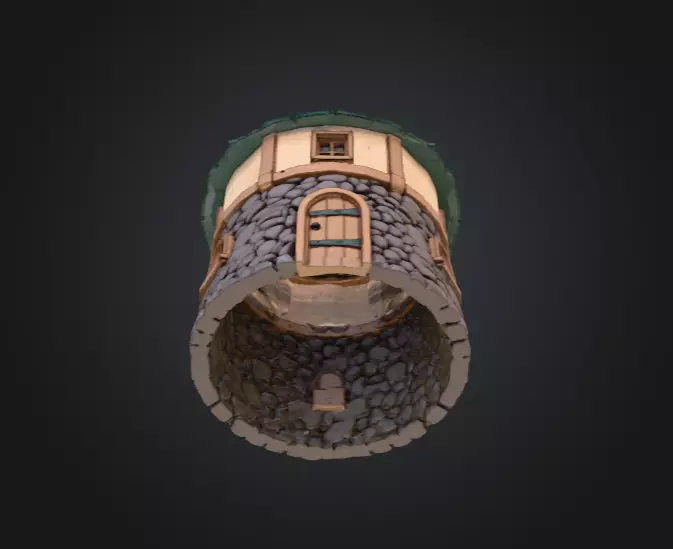 Medieval Round House Low-poly 3D model_11
