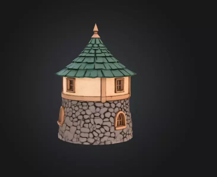 Medieval Round House Low-poly 3D model_5