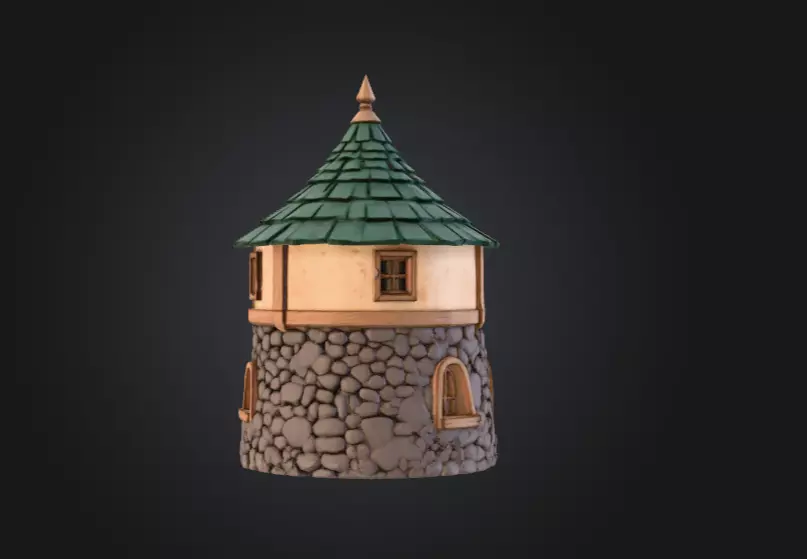 Medieval Round House Low-poly 3D model_3