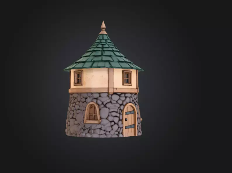 Medieval Round House Low-poly 3D model_2
