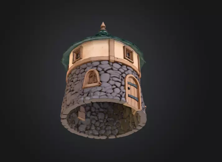 Medieval Round House Low-poly 3D model_12