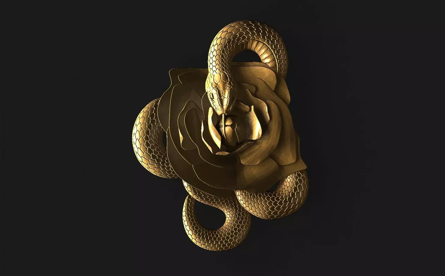 Snake and rose pendant 3D print model