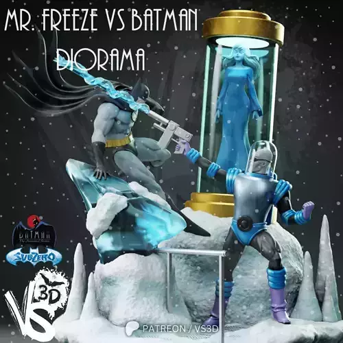 TAS Batman vs Mr Freeze 3D print model TAS Batman vs Mr Freeze 3D print model