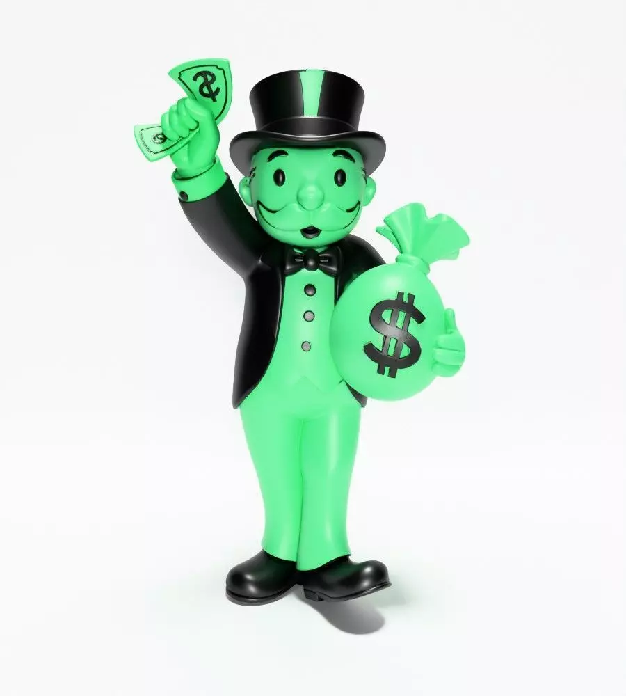 Rich Uncle Milburn Penny Cash bag Statue toy 3D model 3D printable