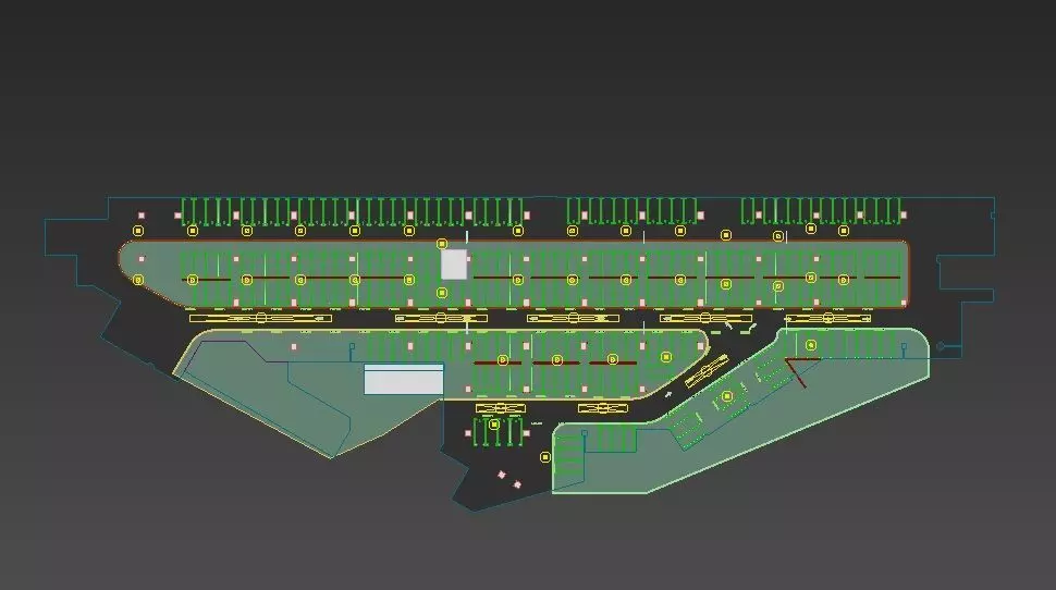 Unaderground Parking with Signs and Fire Pipe System 3D model_15