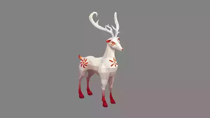 Cartoon origami deer - paper folding sika deer