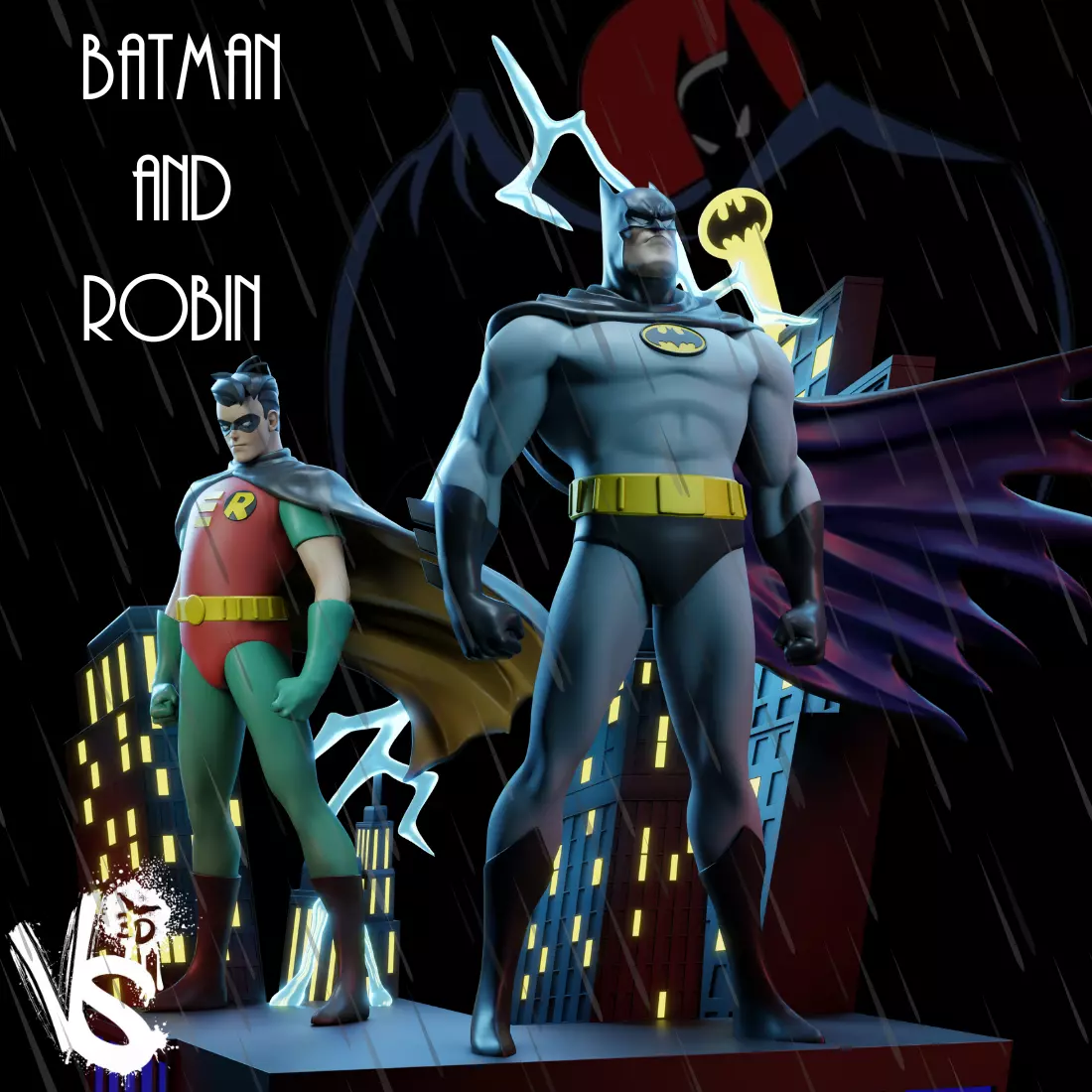 TAS Batman and Robin Diorama 3D print model