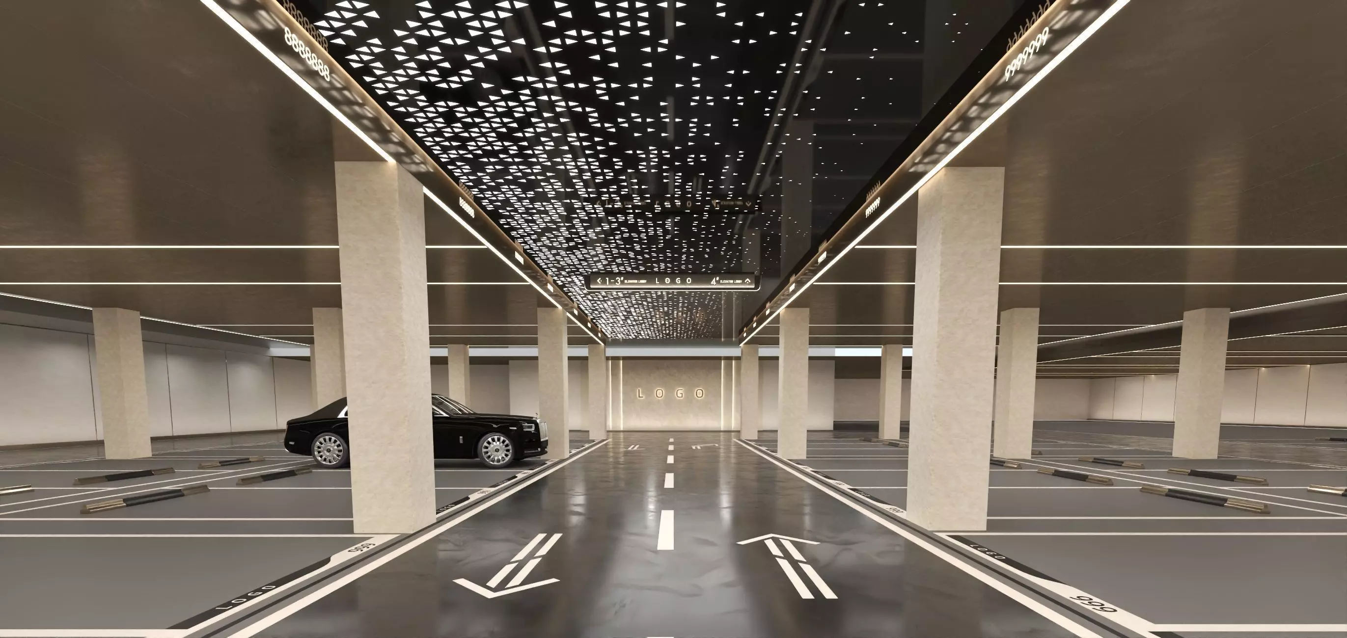 Modern Luxury Car Park - Garage Low-poly 3D model