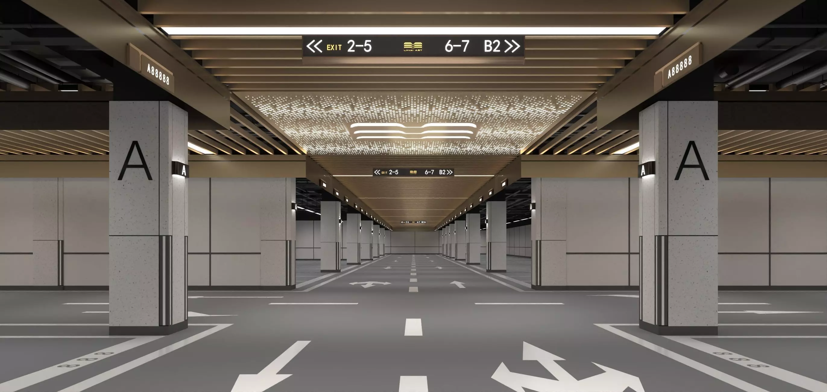 Modern Luxury Car Park - Garage Low-poly 3D model
