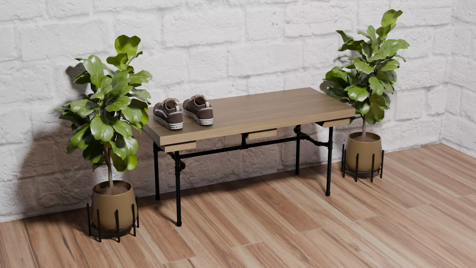 Industrial Pipe Fitting Bench Free low-poly 3D model