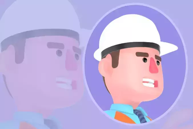 Stylized 3D Male Architect Character - Angry Walking Pose