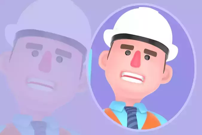 Stylized 3D Male Architect Character - Jumping with Cash