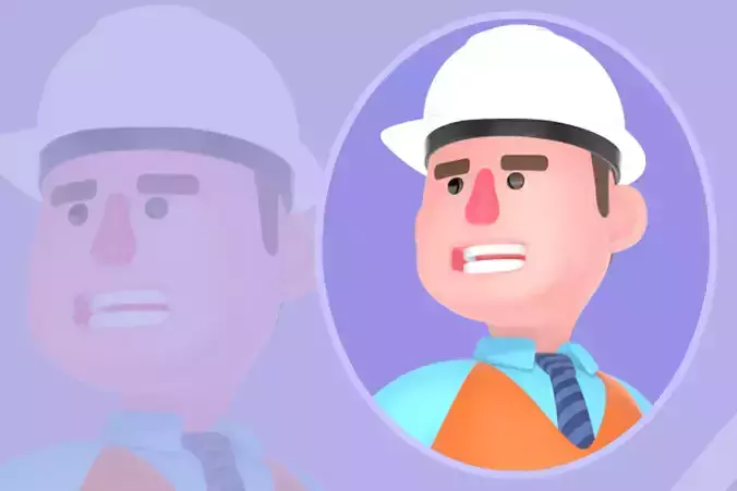 Stylized 3D Male Architect Character - Holding Bag and Tablet