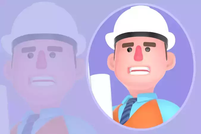 Stylized 3D Male Architect Character - Running with Blueprints