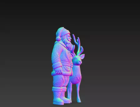 3D Santa Claus with Reindeer Christmas Model 3D print model_6