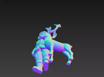 3D Santa Claus with Reindeer Christmas Model 3D print model_1