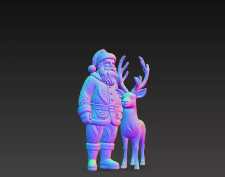 3D Santa Claus with Reindeer Christmas Model 3D print model_7