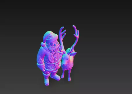 3D Santa Claus with Reindeer Christmas Model 3D print model_13