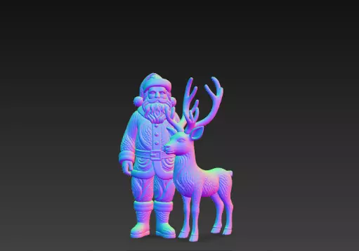 3D Santa Claus with Reindeer Christmas Model 3D print model_8