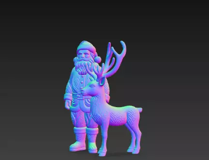 3D Santa Claus with Reindeer Christmas Model 3D print model_15