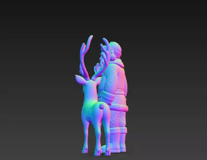 3D Santa Claus with Reindeer Christmas Model 3D print model_2