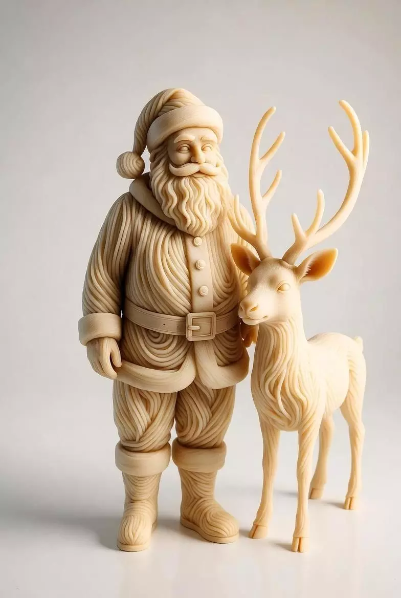 3D Santa Claus with Reindeer Christmas Model 3D print model_0