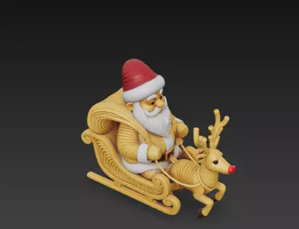 3D Santa Claus Sleigh with Reindeer Model 3D print model_15