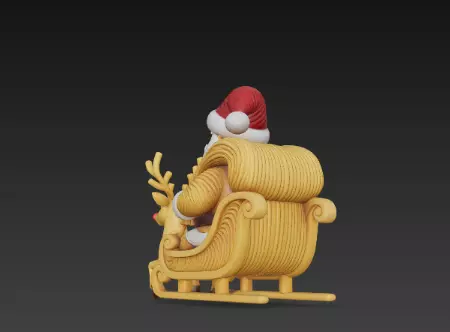 3D Santa Claus Sleigh with Reindeer Model 3D print model_5