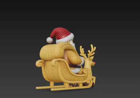 3D Santa Claus Sleigh with Reindeer Model 3D print model_7